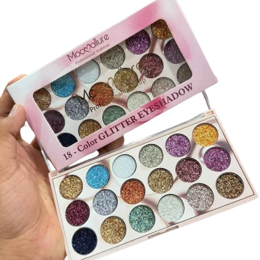 Mocallure 18 Color Glitter Kit | High-Pigment Sparkle Palette for Eyes, Lips & Face Makeup