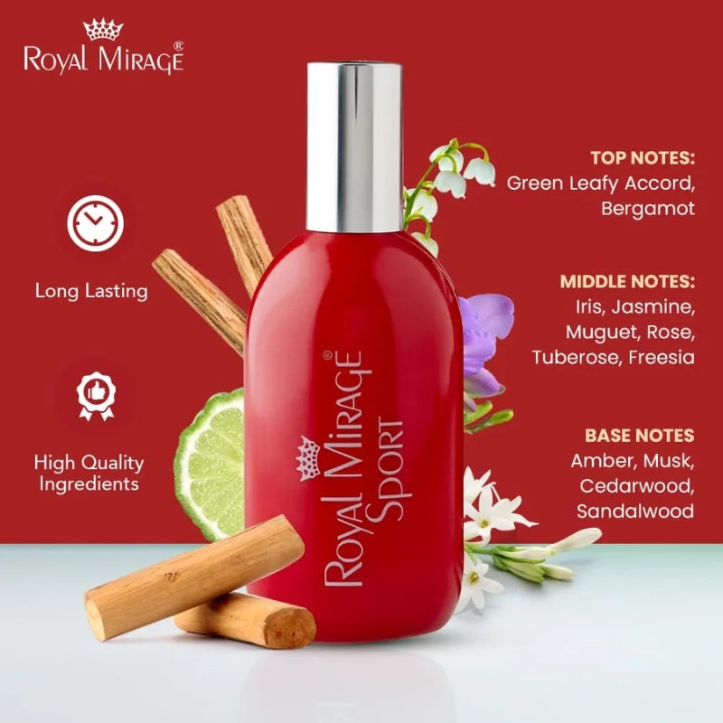 Royal Mirage Sport Eau De Cologne 120ml | Long-Lasting Refreshing Unisex Perfume
