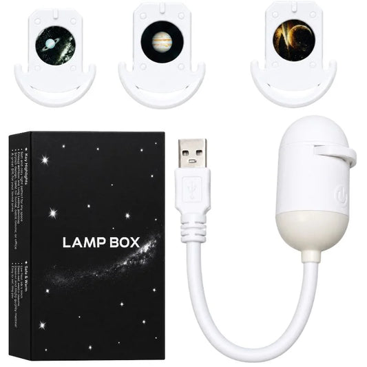Galaxy Starry Sky Lamp Box | 2-in-1 Projector Night Light with 3  Projection Lenses | Built-in Night Light
